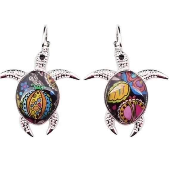 ENAMEL TURLE EARRINGS - Picture 1 of 1